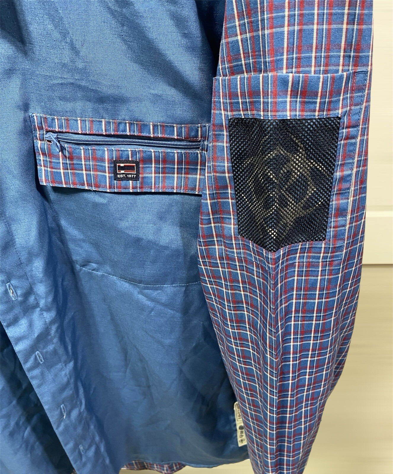 Bugle Boy Solid Plaid Blue Button Down Long Sleev… - image 2