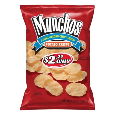 8 Bags Munchos Light-Tasting Crispy Snack Potato Crisps 4.25 oz Bags
