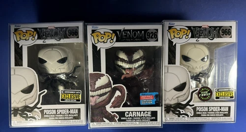 Funko Pop! Venom Poison Spider Man Carnage Glow Chase EE Ex. 2021 Fall Con.