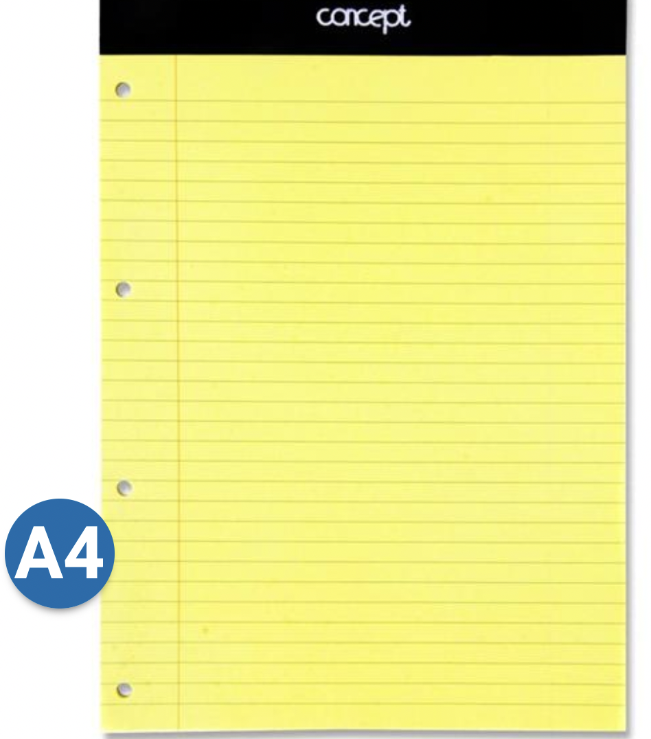 A4 Legal Executive Pads Yellow Feint Ruled Quality Margin Lined ...