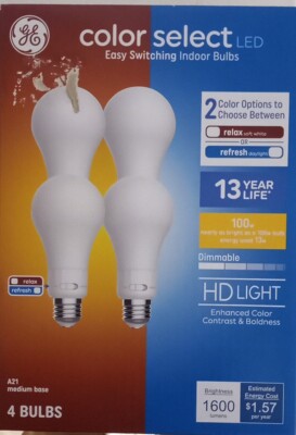 GE Color Select Easily Switchable 2 Color Option Dimmable Indoor Bulb 4 Pack