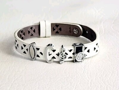 KEEP Collective Bracelet White Cut leather band with (4) charms