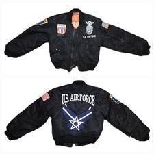 Little Kids Vintage U.S. Air Force Black Bomber Jacket Sz Xs