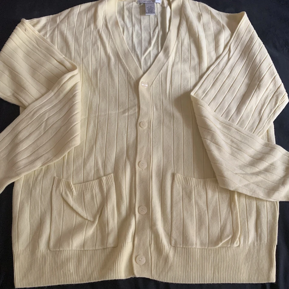 Cárdigan Suéter de Golf Geoffrey Beene Amarillo Claro Talla LG Nuevo Hombre Algodón Crema Foto 3 de 4
