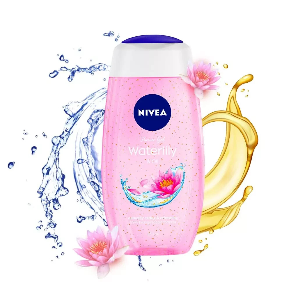 NIVEA Waterlily & Oil Nourishing Shower Gel 250ml Hydrating Body Wash