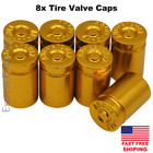8pcs Tire Valve Cap Stem Cover For 2 Vehicles Gold Bullet Shell Style
