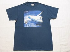 Boeing 787 Dreamliner Aircraft T-Shirt Mens Medium Short Sleeve Blue Tee