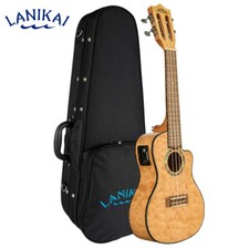 Lanikai QM-NACEC Quilted Maple Natural Stain Concert Acoustic Electric Ukulele