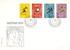 Liechtenstein 1972 SAPPORO JAPAN WINTER OLYMPIC GAMES SET SKIING ICE HOCKEY FDC