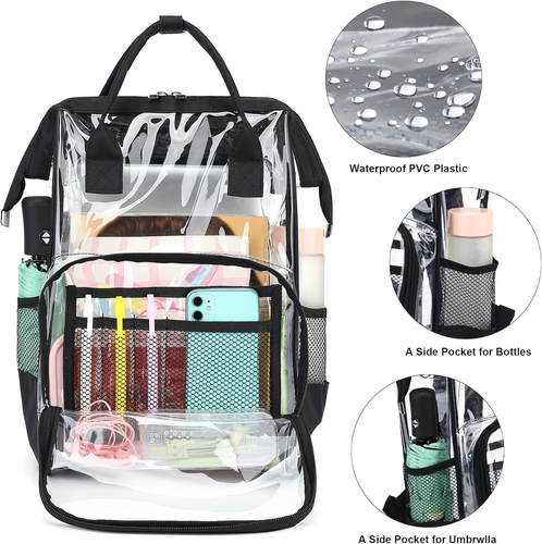 Heavy Duty Clear Backpack for Men Women, School Bag Bookbag PVC Plastic Transpar - Picture 2 of 12