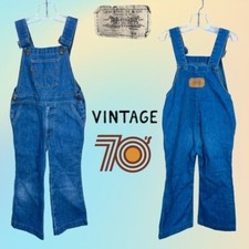 RARE VTG 1978 Kids LEVIS Orange Tab Denim Bell Bottom Bib Overalls Sz JUV 5