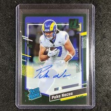 2023 Clearly Donruss Football PUKA NACUA Rated Rookie Auto Green 13/25 #96