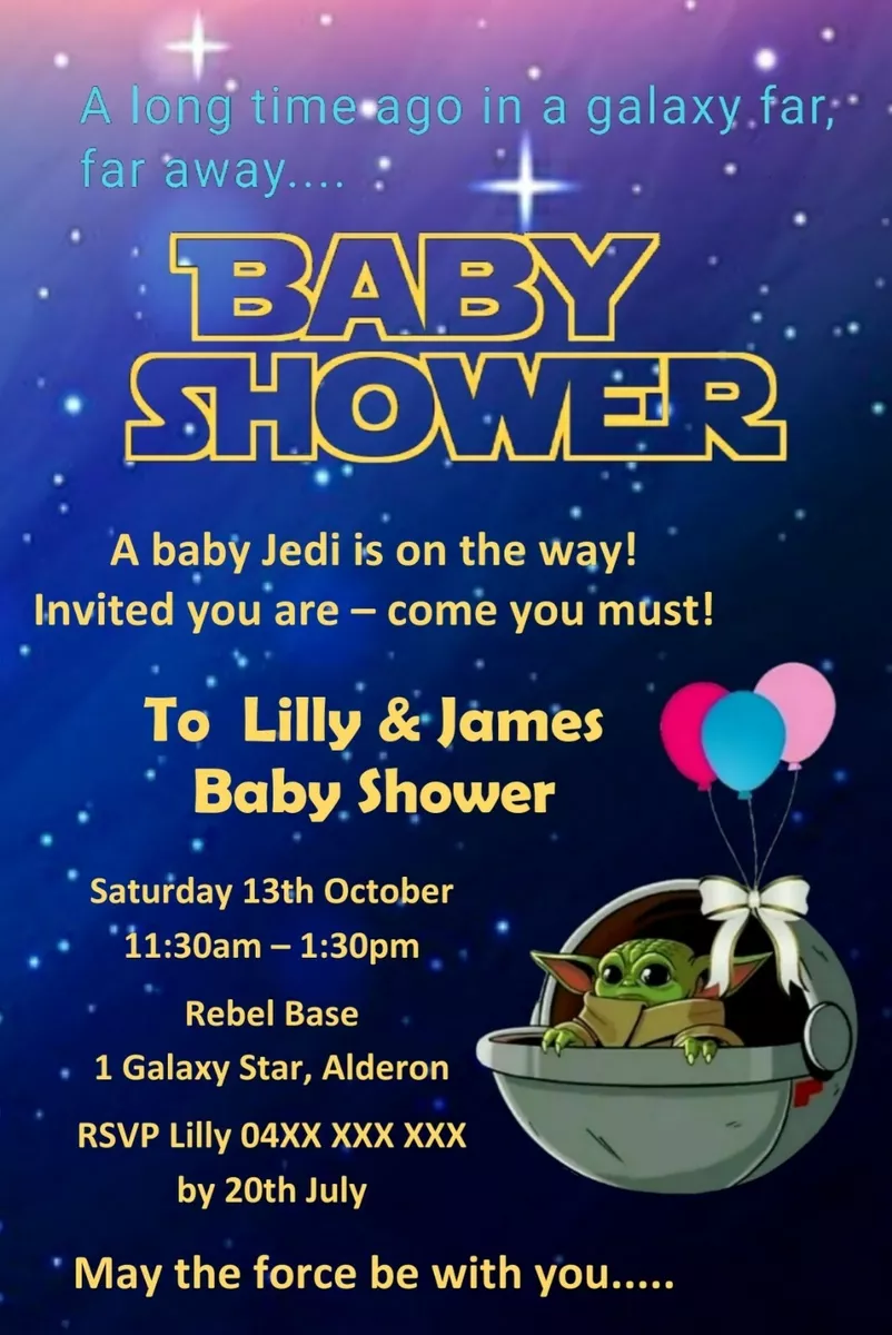 BABY YODA STAR WARS DIGITAL PRINTABLE BIRTHDAY PARTY INVITATION