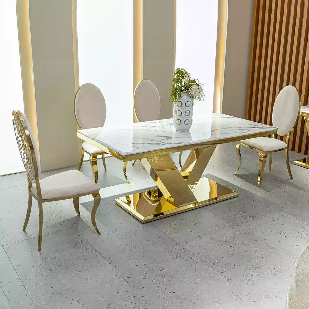 Eszimmer Möbel Designer Esstisch Edelstahltisch Gold Moderne Tische