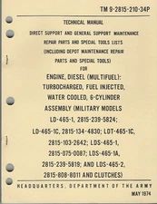 Historical Book for Engine, LD-465-1 series, Multifuel, Depot Repair Parts