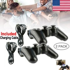 2x Black Wireless Bluetooth Video Game Controller Pad For PS3 Playstation 3