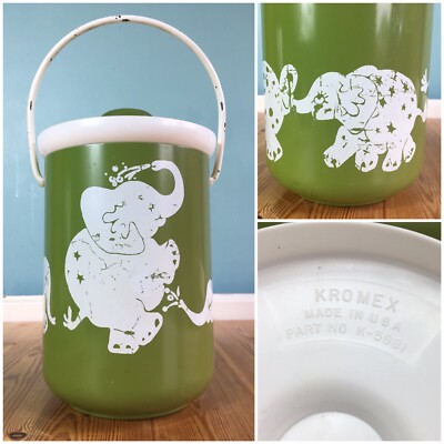 Kromex Grün Eiskübel Elefant Design Vorratsdose Vintage Mid Century MCM