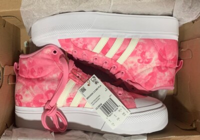 Adidas IG3894 Bravada 2.0 Platform Mid Sneaker Women's Pink/White Size 8.5 New