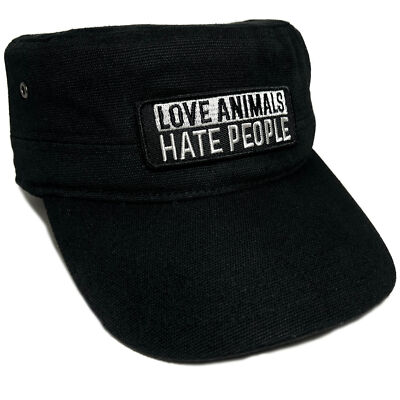 Army Cap Love Animals Hate People schwarz Military Basecap Kappe Mütze Tiere