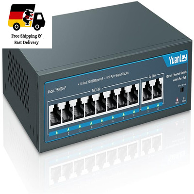 YuanLey PoE Switch 8 Port 100 Mbps 2 Gigabit Uplink 1