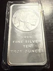 10 Troy Ounces OZ Buffalo Indian Head .999 Fine Silver Bar