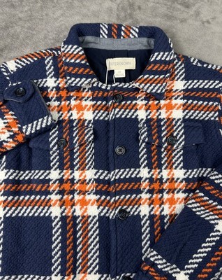OUTERKNOWN Shaket Youth L Cloud Weave Shirt Jacket Plaid Blue Orange NWT