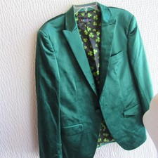 Dark Green Velvet Mens Blazer Shamrock Lined St Patricks Day S Chest 40 Boys L