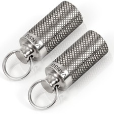 Waterproof Titanium Keychain Pill Holder Case for Travel and Camping 2 Pack