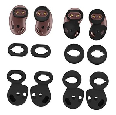 4 Pairs Galaxy Buds Live Ear Tips Ear Hooks Kit, Hooks + Tips S/L Mystic Black