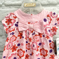 Infant Baby Girl Pink Floral Summer Romper Dress Set Size 3/6M Bow Flowers New