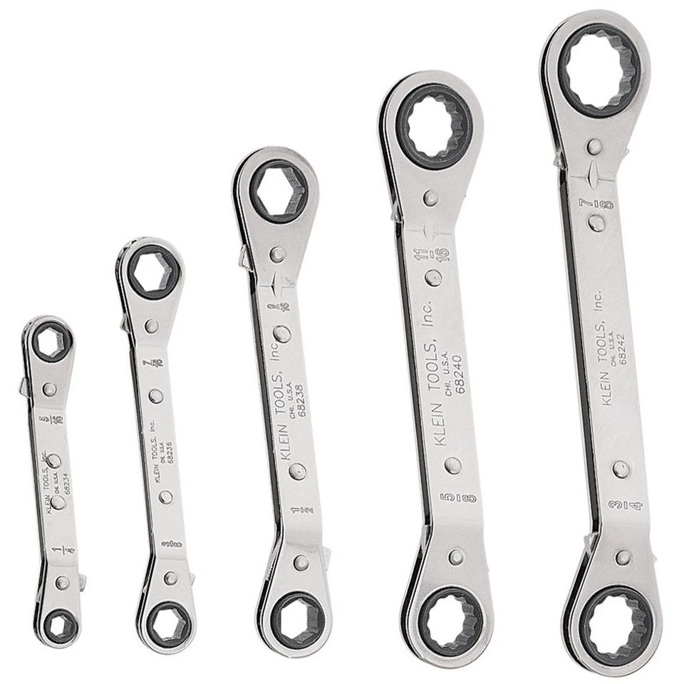 Klein Tools 68245 Fully Reversible Ratcheting Offset Box Wrench Set, 5 Piece - Image 4 of 4