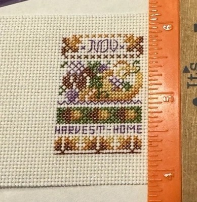 Dollhouse Miniature Petit Point Cross-stitch Month Nov Harvest Home 1:12