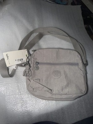 Kipling Keefe Shoulder Crossbody Bag Purse Double Zip HB6467 Grey NWT $99 Retail