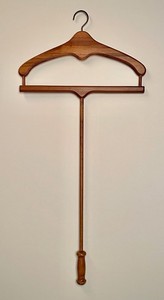 Vintage Long Neck Wooden Hanger with Handle - Sturdy Shop Coat French Suit Rare