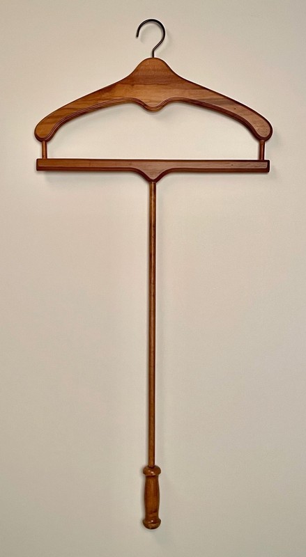Vintage Long Neck Wooden Hanger with Handle - Sturdy Shop Coat French Suit Rare