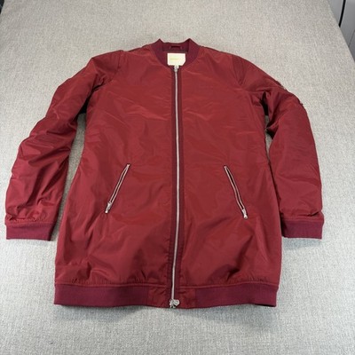 Adidas Bomber Neo Jacket Mens Large Burgundy Full Zip Polyester Zip Pockets