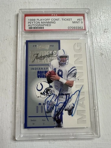 1998 Playoff Contenders Peyton Manning Auto Autograph Rookie RC # 87 PSA 9 Mint