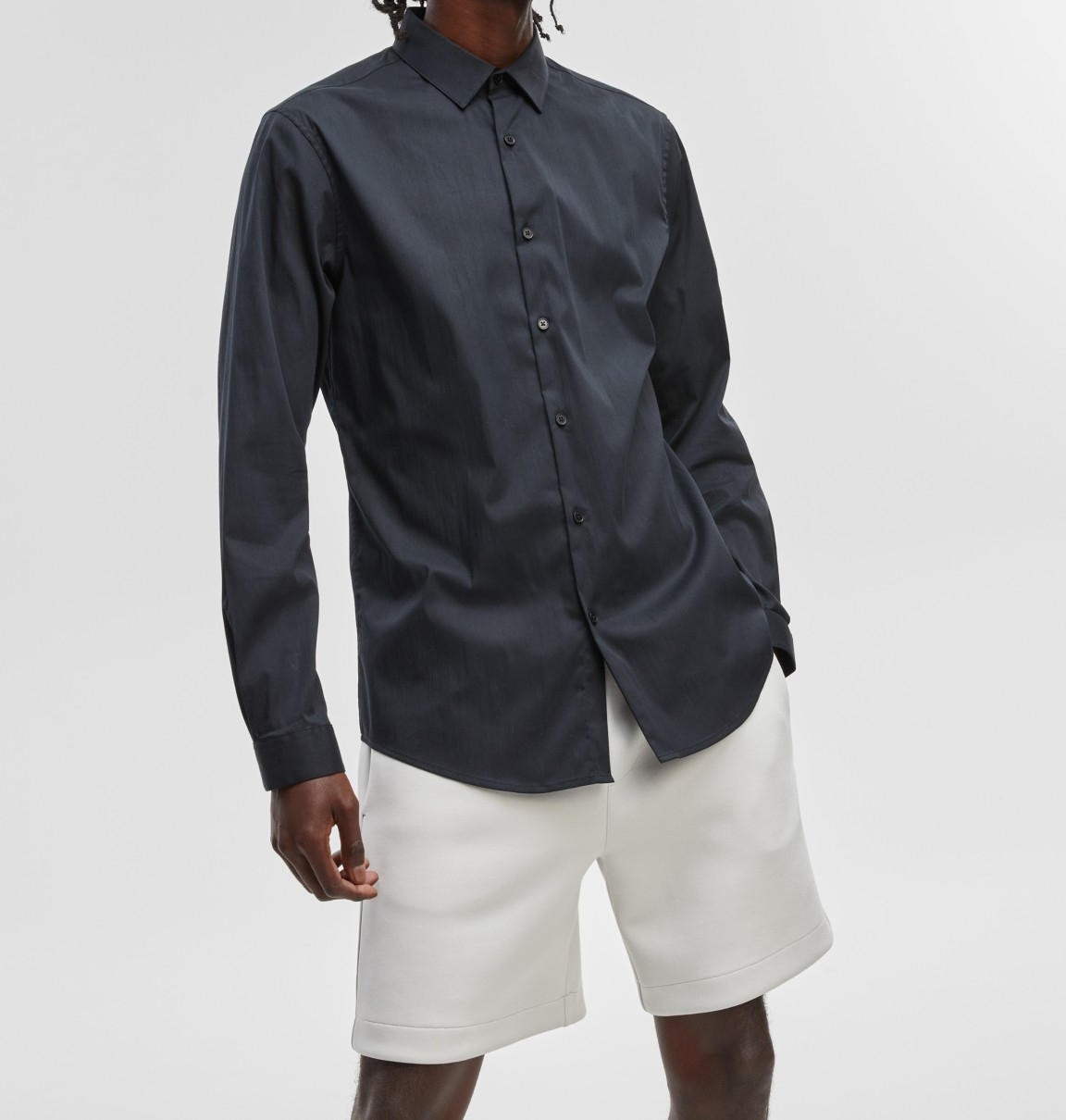 Mode of One Mens Slim-Fit Button-Down Sport Shirt Deep Black Medium 9290₽