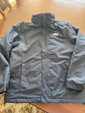 Helly Hansen Mens Medium Primaloft Insulated Ski Jacket Blue Hooded Zip