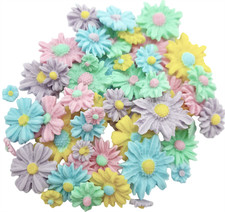 Pastel Daisy Sugar Flower Decorations, Multi-Colour,  50Pcs , Cake Toppers
