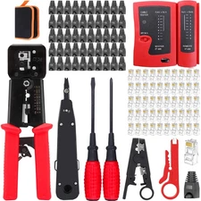 LEATBUY RJ45 Crimp Tool Kit for RJ11/RJ12/CAT5/CAT6, Professional Network Cri...