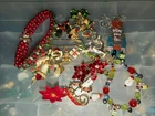 Vintage Christmas Costume Jewelry Set Brooches, Earrings, Bracelets