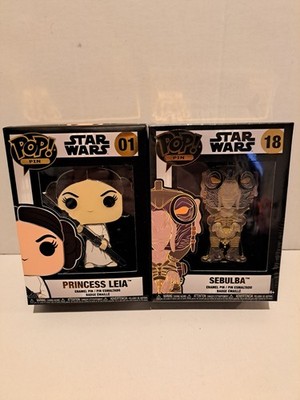 Star Wars Funko POPS Pins! Prinzessin Leia & Sebulba versiegelt und Schrumpffolie