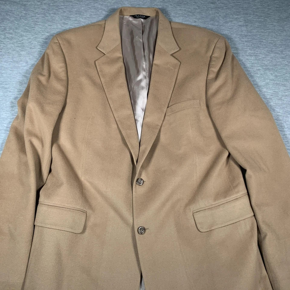 Jos A Bank Blazer Mens 46 XL Long Camel Tan 100% Cashmere Sport Coat Jacket - Image 2 of 4