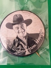 1950's HOPALONG CASSIDY "Best Wishes From Hoppy" Pinback Button RARE