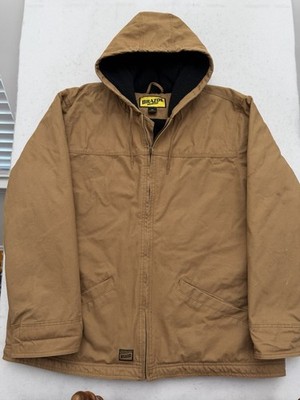 Brazos Work Force Mens Sz 2XL Brown Heavy Insulated Full Zip Hooded Jacket Coat