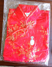 Vintage Red Silk Cheongsam Qipao Traditional Chinese Dress Never Worn Size 34