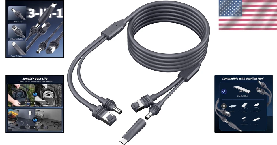 Starlink Mini Cable 16.4FT/5M - USB C Charging + Ethernet - Image 2 of 4