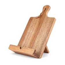  Cookbook Stand, Acacia Wood Tablet Stand, Recipe Book Holder, Rustic Kitchen 