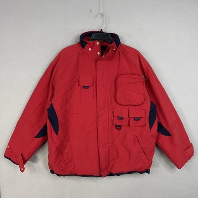No Boundaries Jacket Mens Large Red Hooded Insulated Multi Pocket Ski Coat